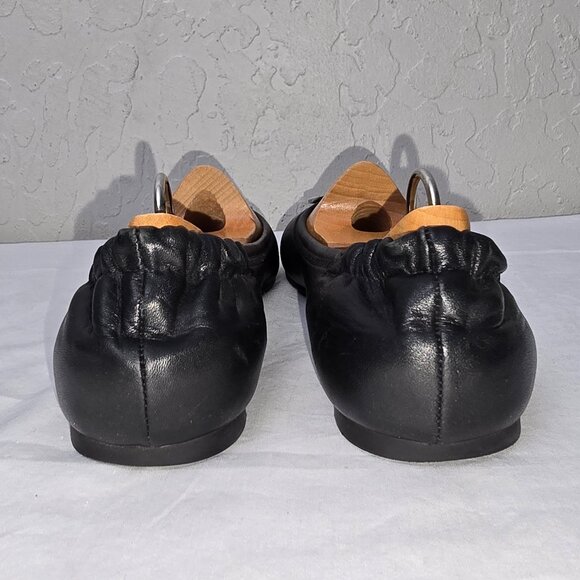 Tory Burch Reva Black Leather Silver Medallion Ballet Flats Women's Size 9.5 M - Picture 7 of 11